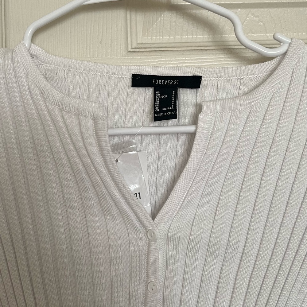 White Knit Button Up Long Sleeve Cardigan Top